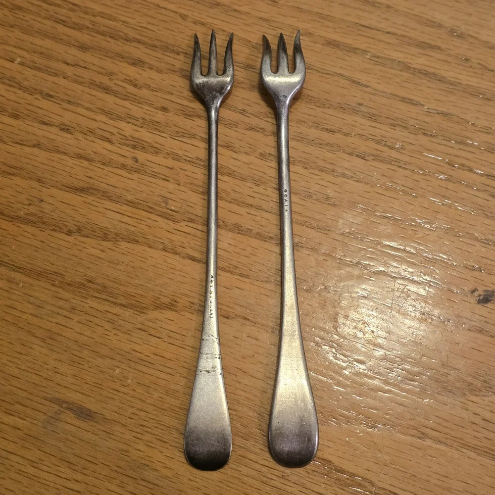 Oneida O.C. A1+ Silverplate & H&T Mfg. Co. A1 Silverplate Olive/Pickle Forks
